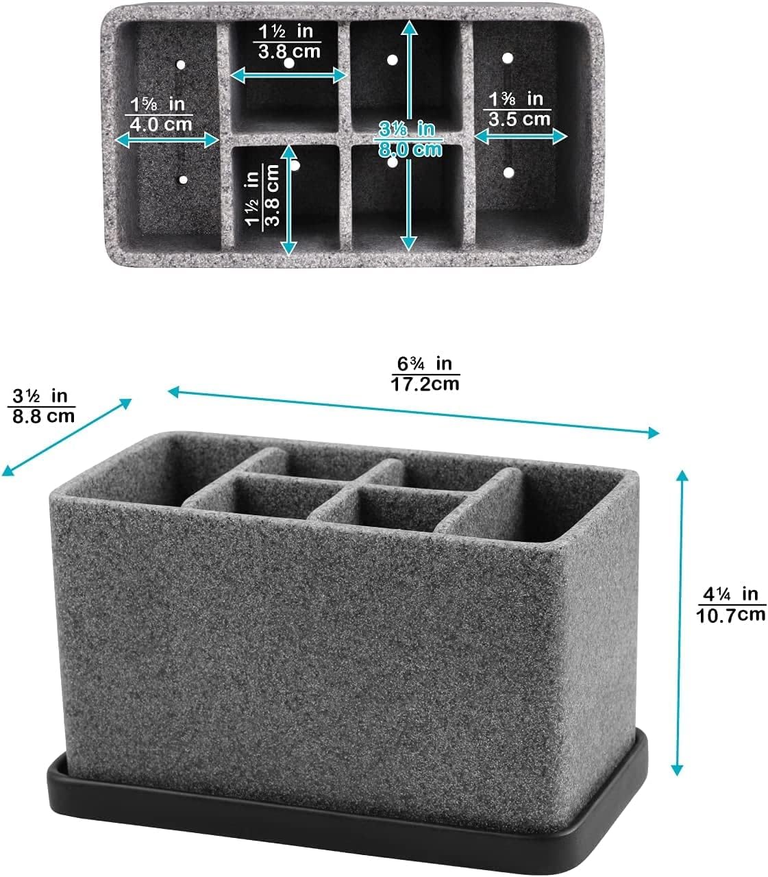 ZCCZ Toothbrush Holder, 6-Slot Bathroom Organizer for Countertop Storage, Holds Toothpaste, Dental Floss, Razor, Comb, Makeup Brushes, and More, Compact Tooth Brushing Stand for Efficient Organization