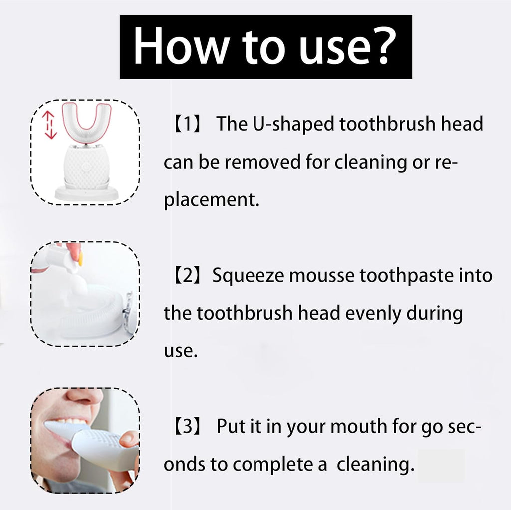 Automatic Toothbrush for Adults - Ultrasonic Electric Toothbrush with Soft Bristles Rechargeable Portable Waterproof Design 30s Timer, Wireless Charging Dual-Use for Travel & Home (White)