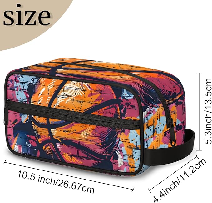 Basketball Patterns Boys Travel Toiletry Bag Waterproof Wash Bag Shower Shaving Bag Cosmetic Organizer Makeup Bag Portable Toiletries Accessories for Women Men Ball Theme
