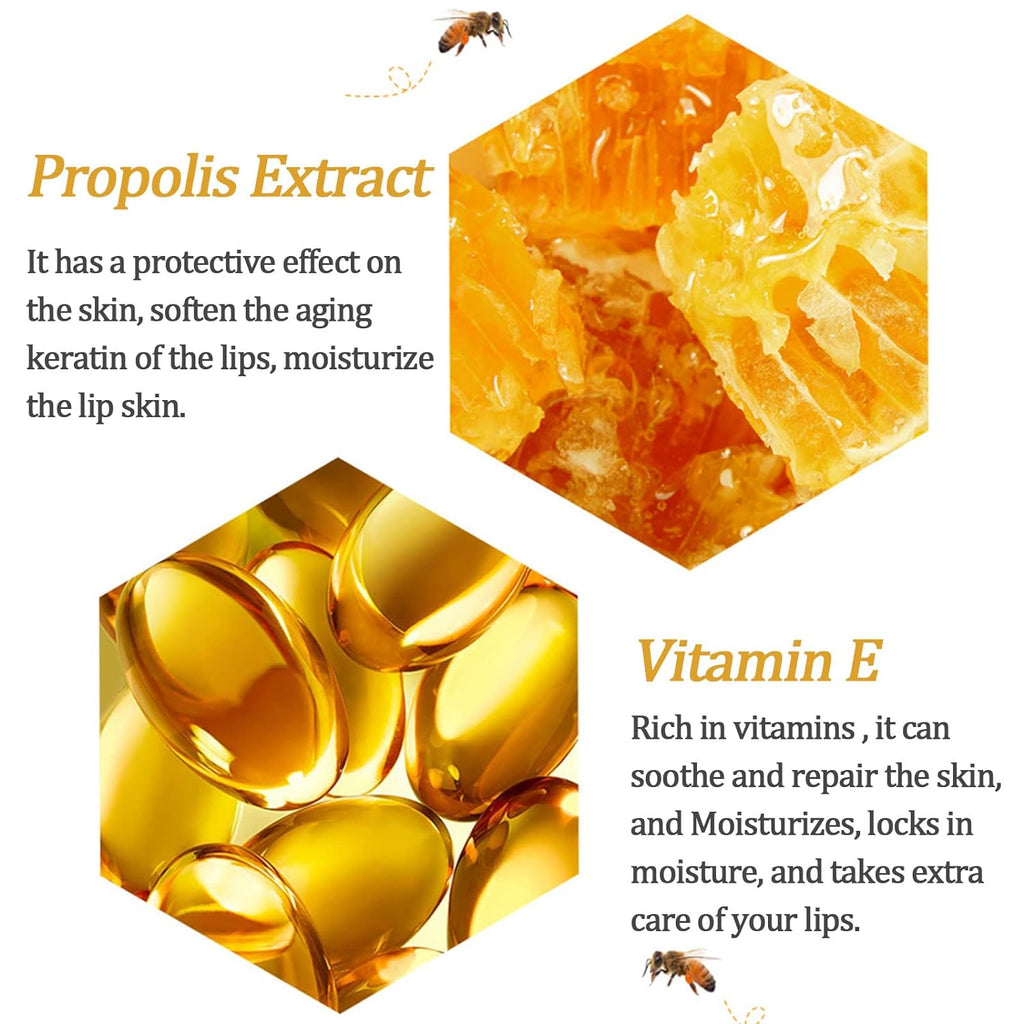 4 PCS Bee Lip Balm Lip Mask Honey Pot, Honey & Strawberry & Watermelon & Apple Lime Lip Sleeping Mask Propolis Moisturizing Lip Balm with Stick, Hydrating Prevention Dry & Cracked