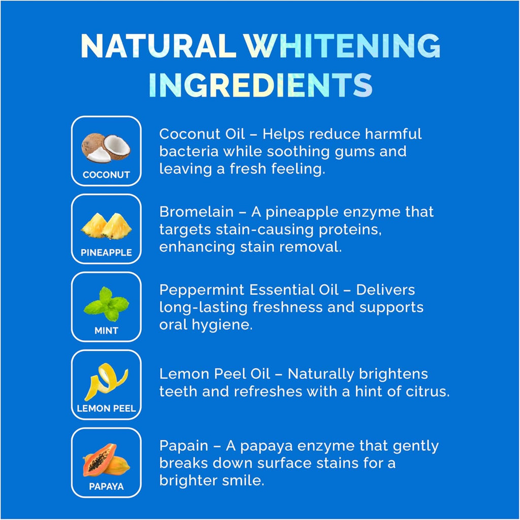 Whitening Strips for Sensitive Teeth 21 Treatments, Mint – Enamel Safe, Peroxide-Free Coconut Teeth Whitening Strips with Natural Enzymes – Gentle White Stips for Sensitive Gums & Daily Oral Care