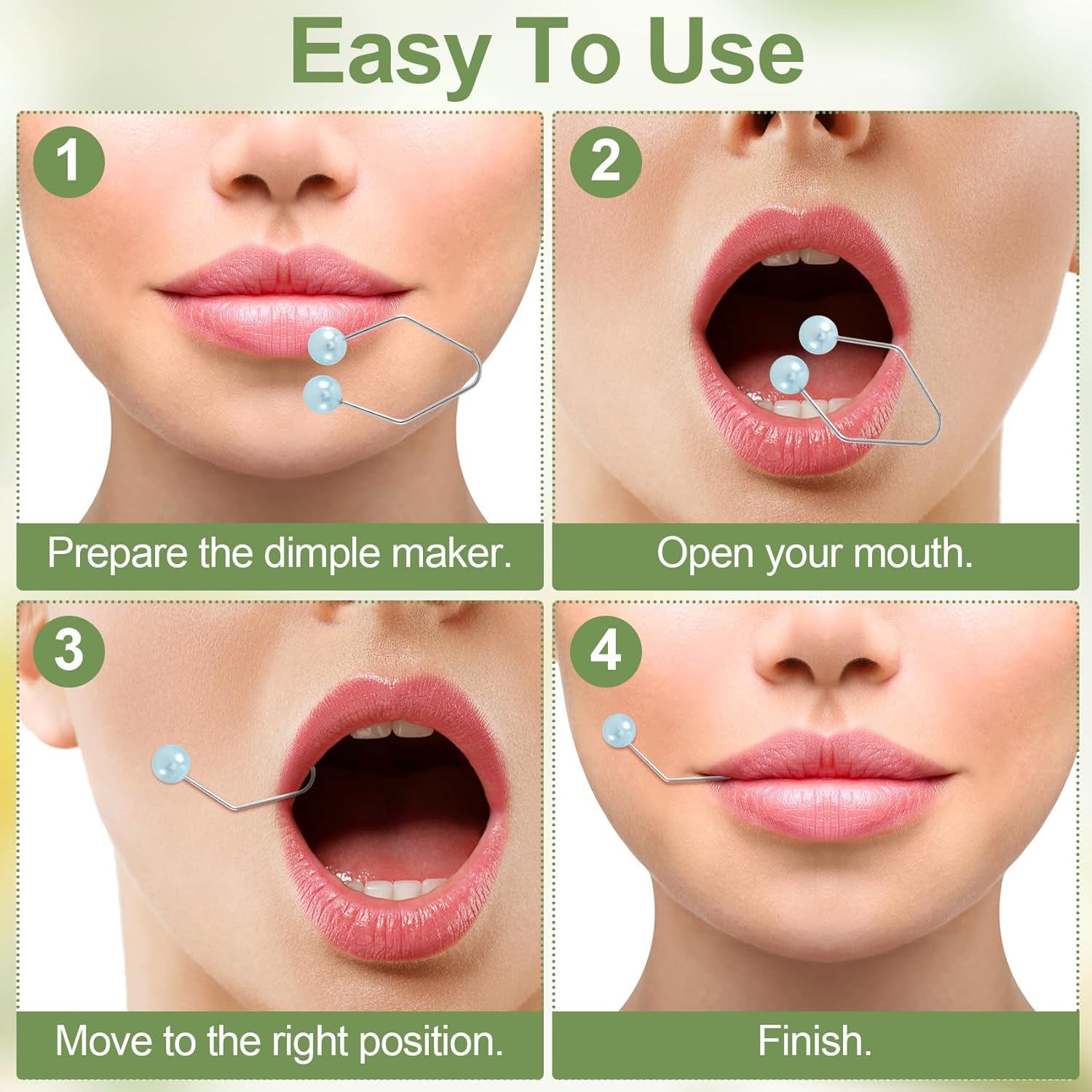 2pcs Natural Dimple Maker for Cheeks, Blue Facial Muscle Dimple Trainer Shaper Exerciser Tools for Beautiful Smile