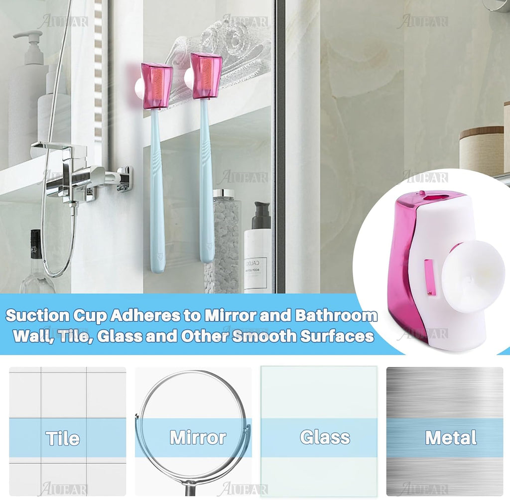 AUEAR, 3 Pack Toothbrush Head Covers with Suction Cup Anti Dust Wall Mirror Toothbrushes Holder Protective Case for Bathroom Home Travel Outdoor & Camping