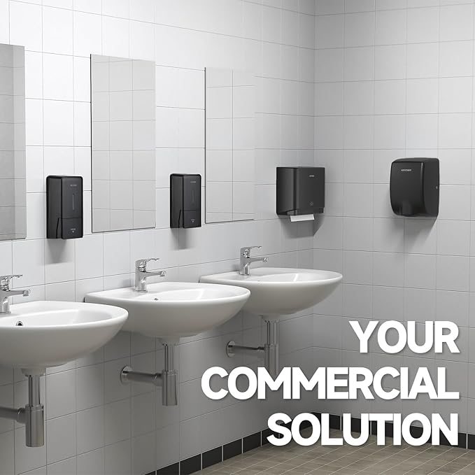 27oz (800 ml) Manual Wall Mounted Soap Dispenser, Ideal for Commercial Bathrooms Restaurants Hotels, Use with Liquid Hand Soap Shampoo, ABS Black