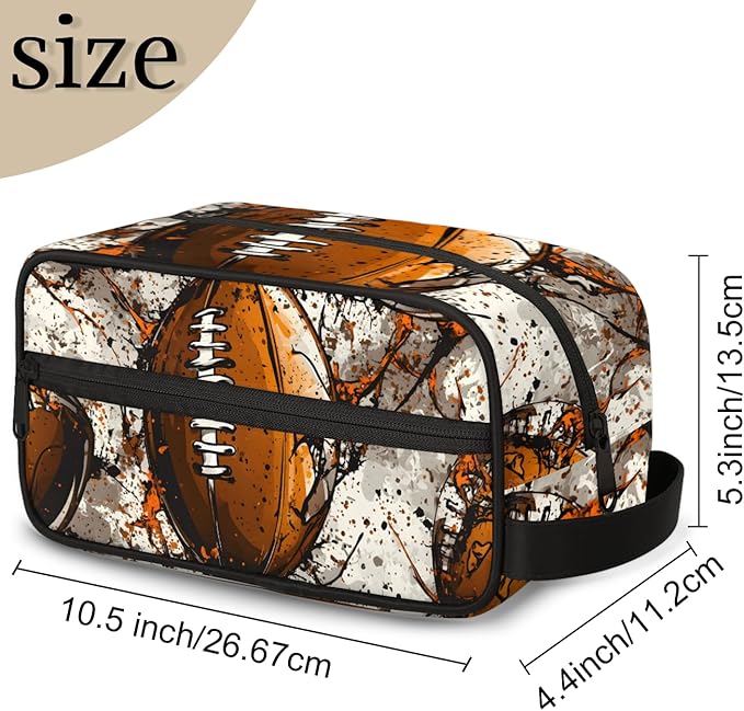 Rugby Football Sport Boys Travel Toiletry Bag Waterproof Wash Bag Shower Shaving Bag Cosmetic Organizer Makeup Bag Portable Toiletries Accessories for Women Men
