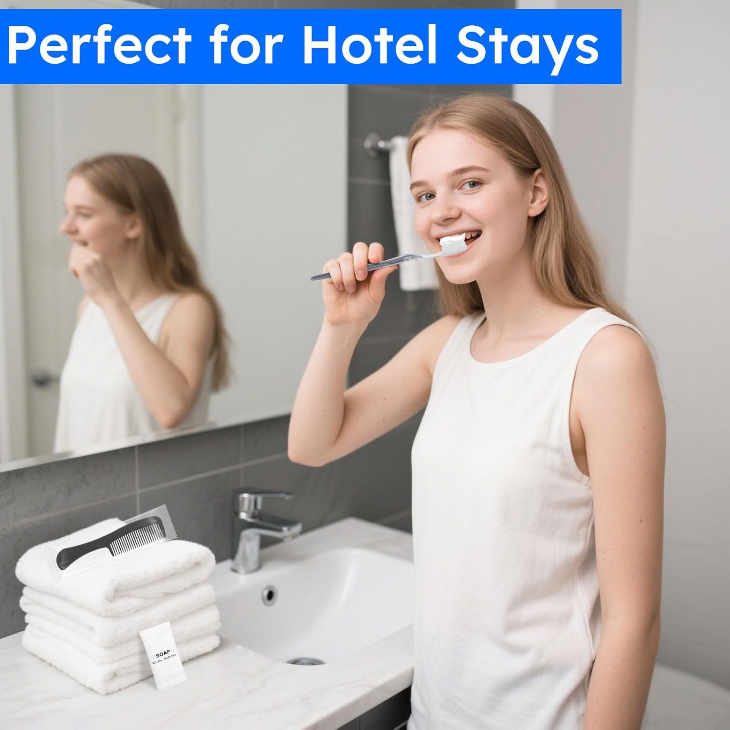 Travel Toothbrush Kit, Hygiene Kit Comes in A Double Sealed Individual Package, Personal Hygiene Kit for Hotel, Camping, Home and Travel (100 Set)