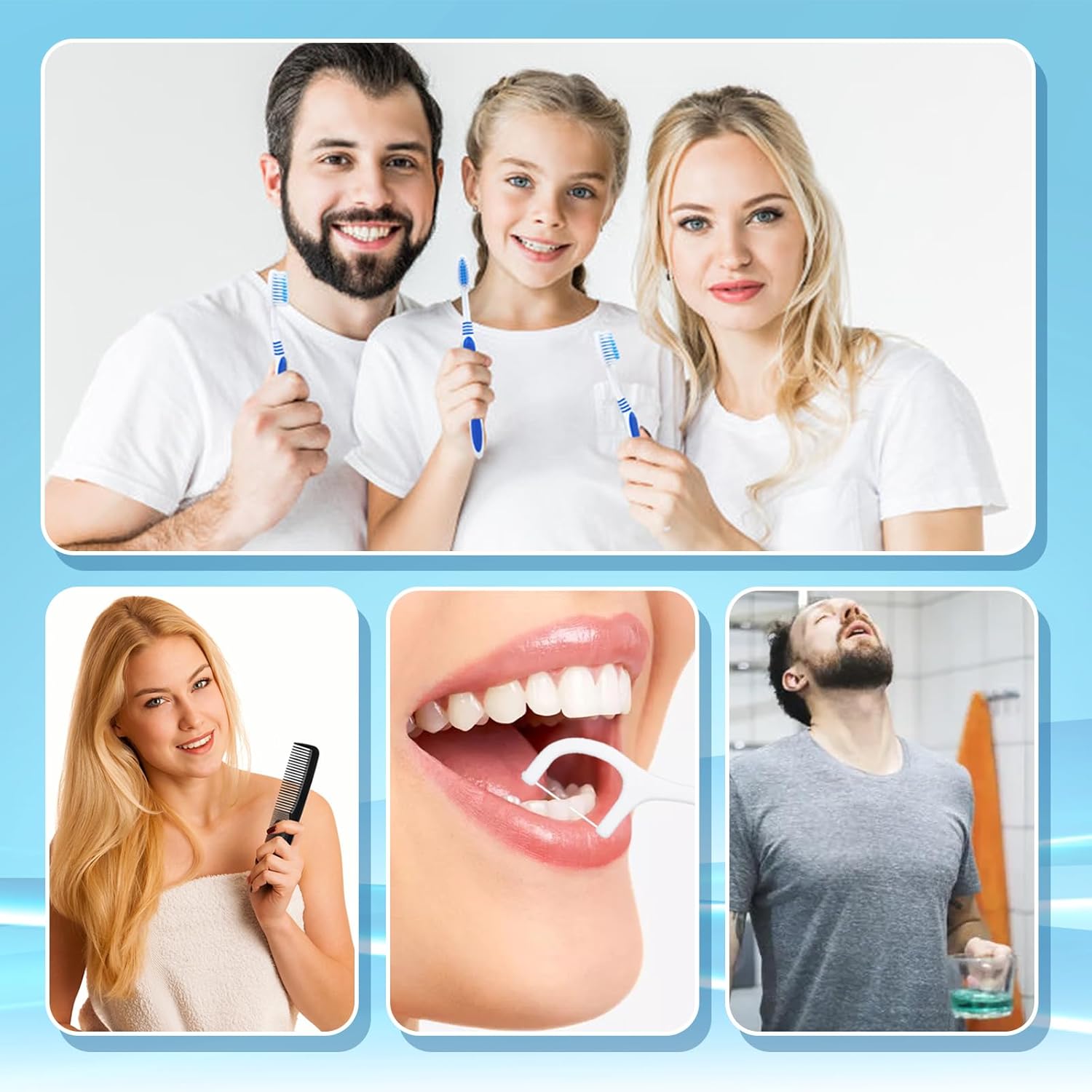 100 Set Travel Toothbrush Kit Bulk,Disposable Toothbrush with Toothpaste Set with Mouthwash,Toothpaste,Cover,Comb,Zip Bag,Floss Picks,Toothbrushes Set for Homeless,Travel