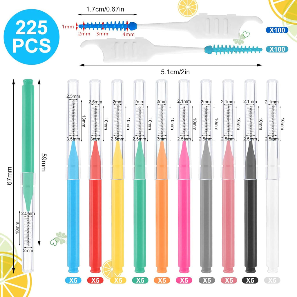255 Pieces Braces Flossers for Braces, Interdental Brush Soft Dental Floss Picks Braces Cleaning Kit Toothpick Dental Brush Braces Teeth Flossers Brushes for Tooth Cleaner(Multiple Sizes)