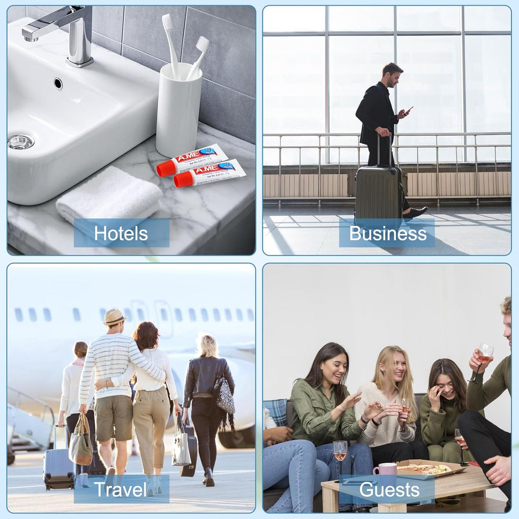 Toothpaste Bulk Travel Size, Disposable Small Travel Portable Mini Compact Pocket Size Toothpaste for Bad Breath, Vacation/Hotel/Camping Shelter/Homeless/Nursing Home/Charity 0.6 oz/ 17g (100 Tubes)