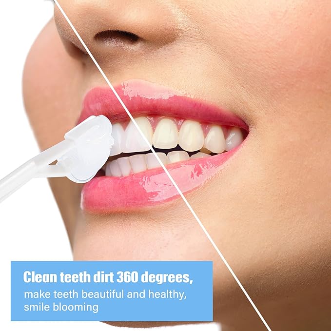 Boao 4 Pieces Toothbrush 3 Sided 7.1 Inch Autism Sensory Toothbrush 360 Degree Cleaning Travel Brush Complete Teeth Gum Care Angle Clean Tooth(Pink, Blue, Orange, Purple)