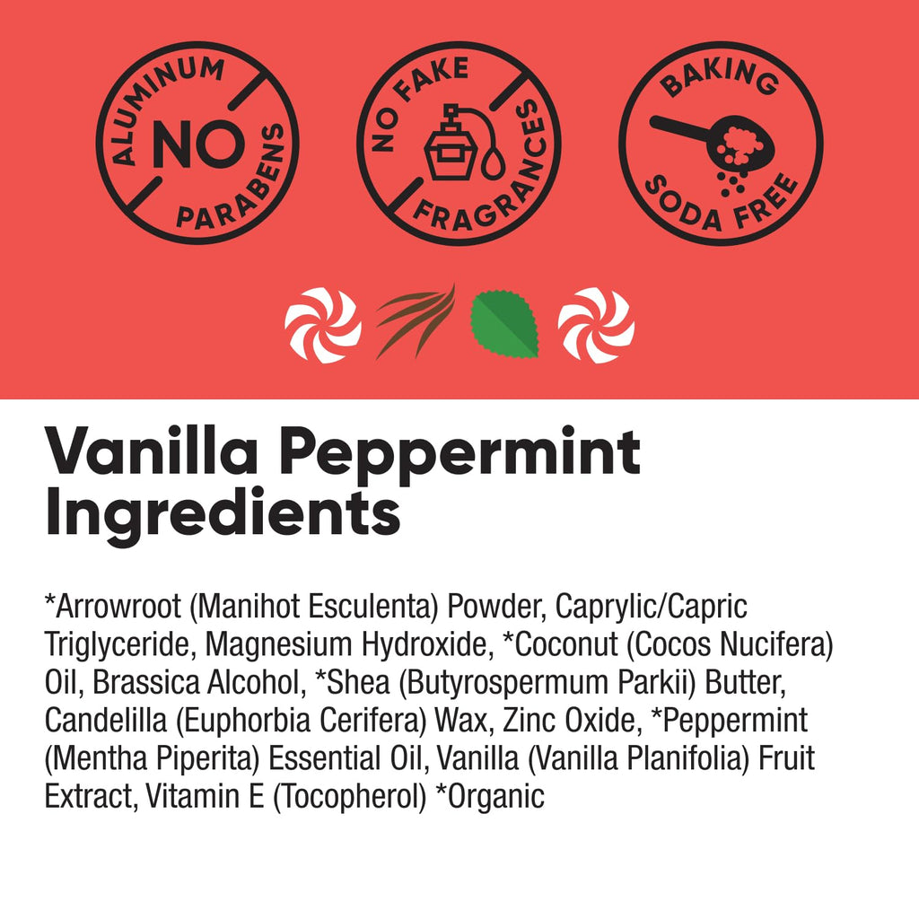 Pretty Frank Natural Aluminum-Free Deodorant Stick, Baking Soda-Free, Vanilla Peppermint (1-Pack) | Sensitive Skin Friendly, Effective Odor Control for Women & Men, Organic Ingredients