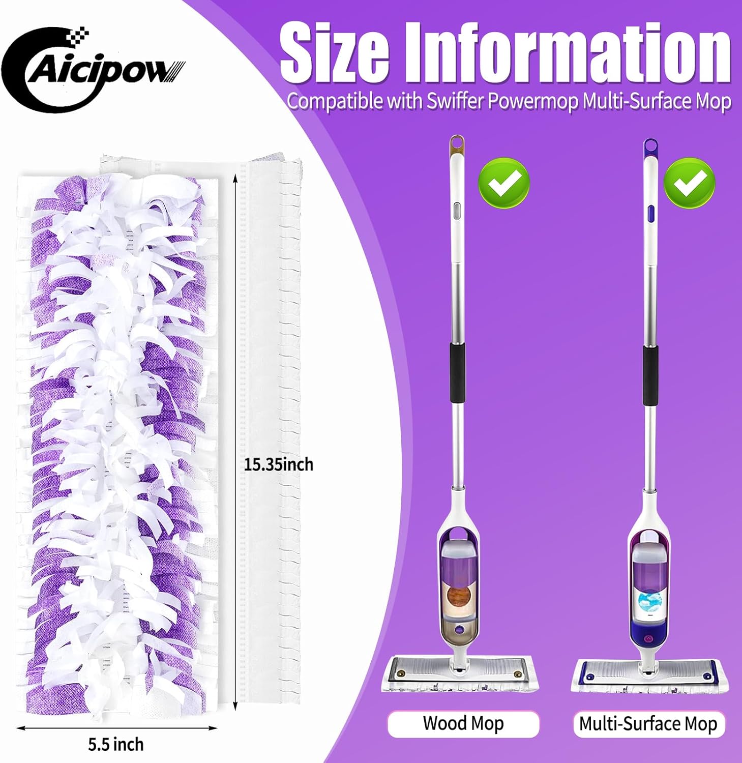 20 Count Disposable Pads Replacement for Swiffer Power Mop Pads, Fit for Swiffer Power Mop, Compatible with Swiffer Power Mop Refills, Multi-Surface Mop and PowerMop Wood Mop Floor