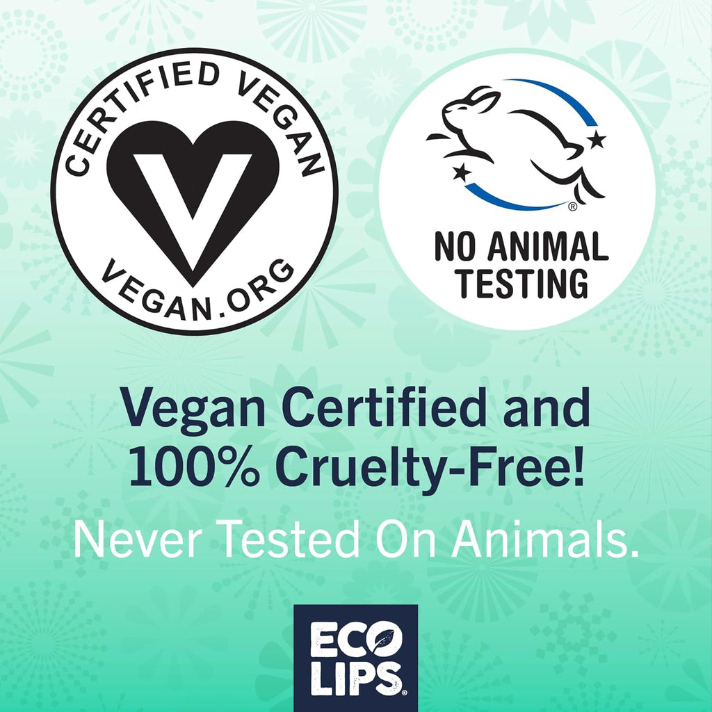 Eco Lips Bee Free Vegan Unscented 100% Natural Lip Balm - Soothe and Moisturize Dry, Cracked and Chapped Lips - 100% Plastic-Free Plant Pod Packaging - Made in USA (6 Tubes)