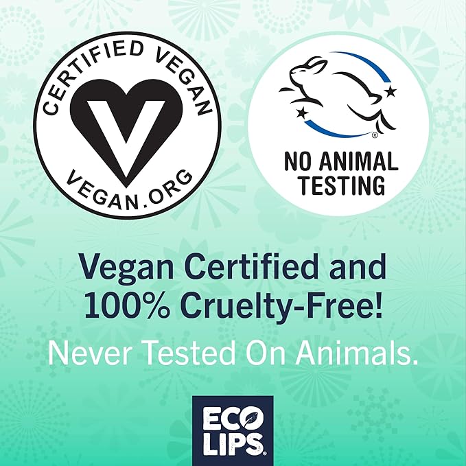 Vegan Lip Balm Sweet Mint by Eco Lips flavor 3 Pack Natural Bee Free with Candelilla Wax, Organic Cocoa Butter, & Coconut Oil Lip Care. 100% Plastic-Free Plant Pod Packaging - Made in USA