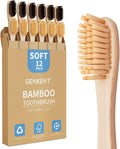 GENKENT Bamboo Toothbrushes 12 Pack Natural Toothbrushes BPA Free Soft Bristles Toothbrush Eco Friendly Charcoal Toothbrush for Travel