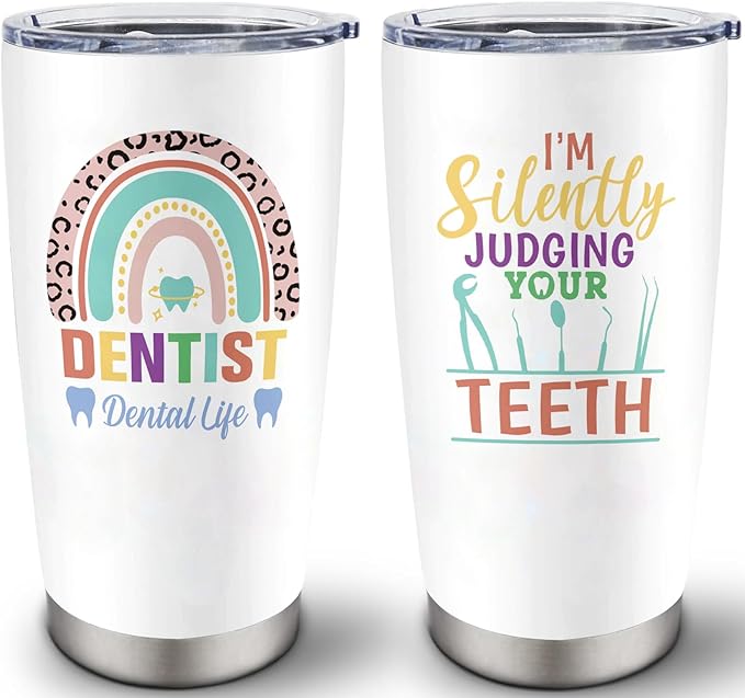 Christmas Gifts for Dentist, Dentist Gifts for Women Men, Dentist Appreciation Gift, Funny Dentist Gift Ideas, 20 oz Stainless Steel Tumbler
