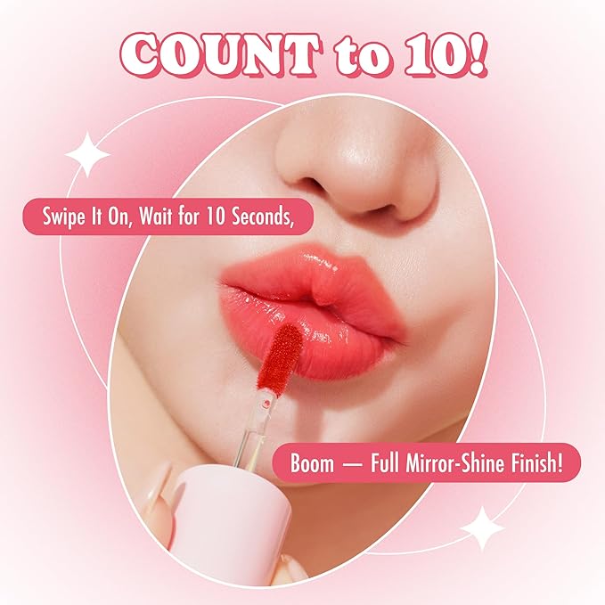 Peach C Jelly Beam Tint - Long Lasting Korean Lip Tint Stain Plumping Jelly Lip Gloss - Lightweight, Moisturizing & Buildable Lip Makeup Jelly Tint Blush with Vitamin E (Lucky Touch, 0.07 oz)