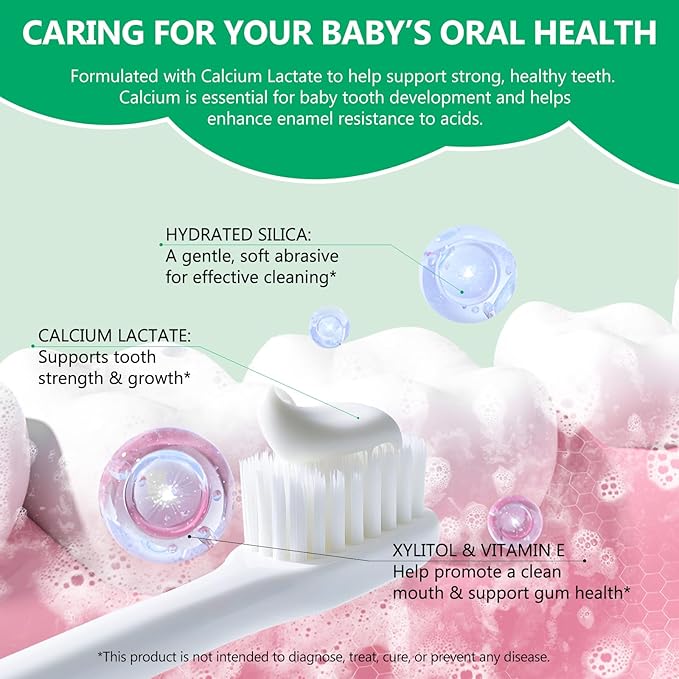 Kids Toothpaste Watermelon Flavor, Swallowable Toothpaste with xylitol and Vitamin E, Fights Plaque, Designed for Children, 2.1OZ