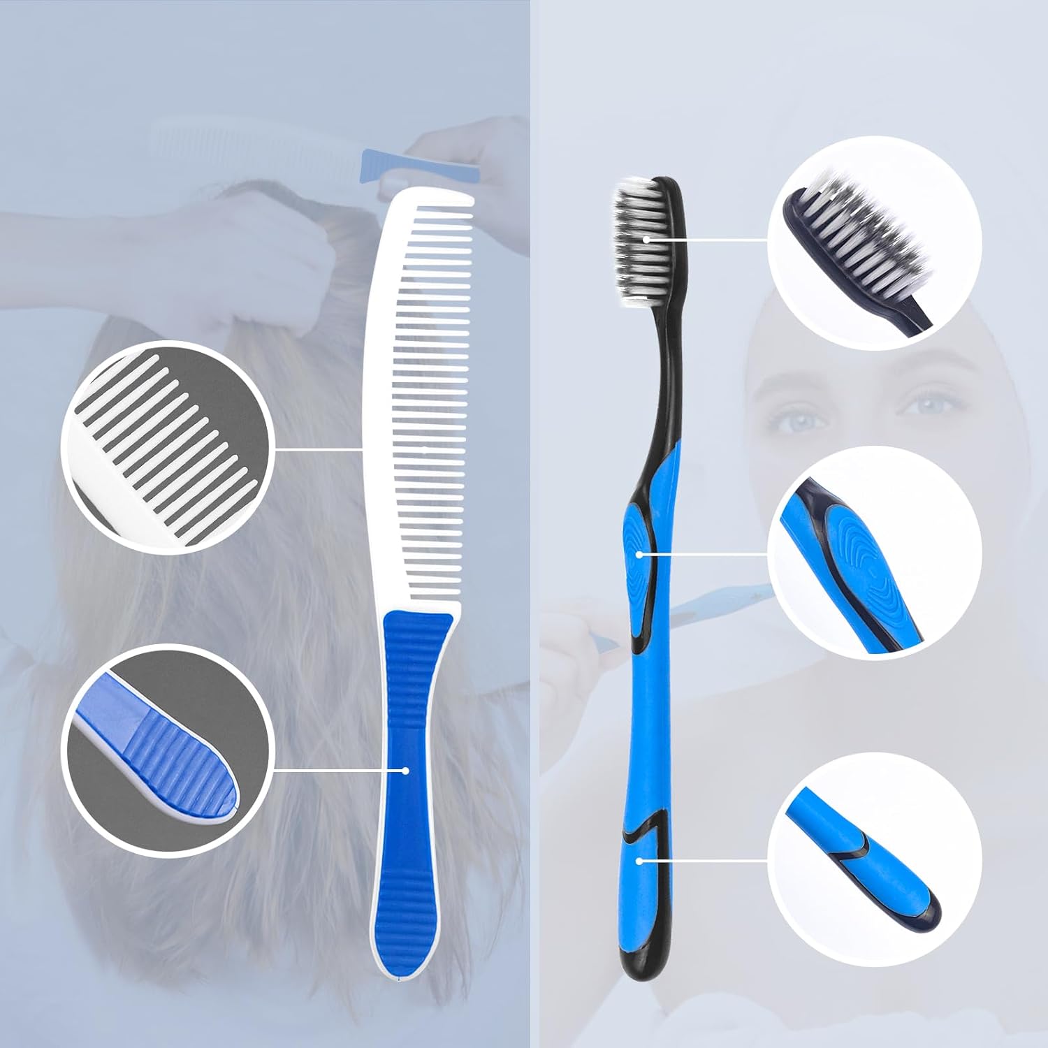 Travel Toothbrushes Kit, Individually Packaged,Toothbrush and Toothpaste Set Bulk, with Comb, Suitable for Hotels, Travel, Business Trip (60 Sets)