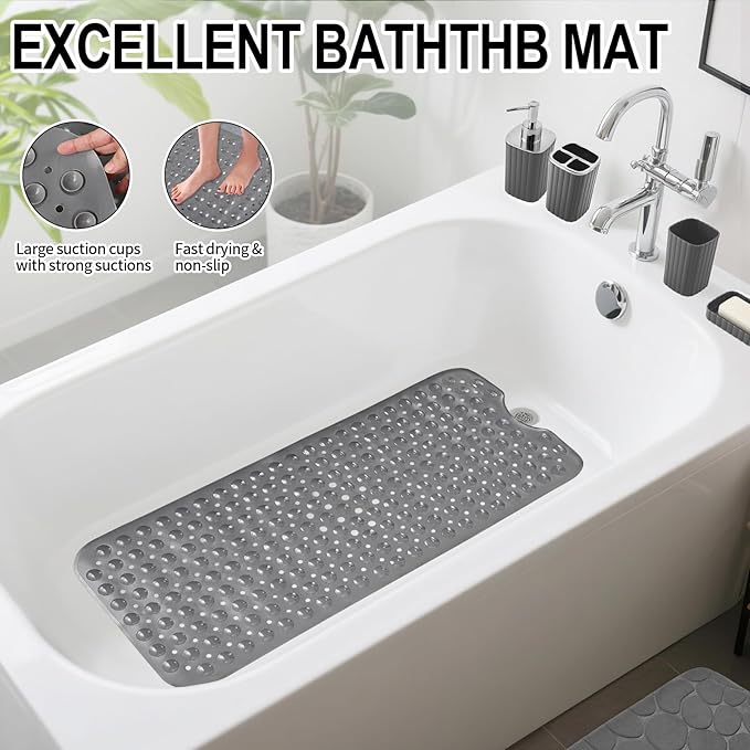 26PC Bathroom Accessories Set - Gorgeous Grey Bathroom Set, Bathroom Accessory Set, Shower Curtain Set with Bathtub Mats for Shower Tub, Trash Can & Soap Dispenser