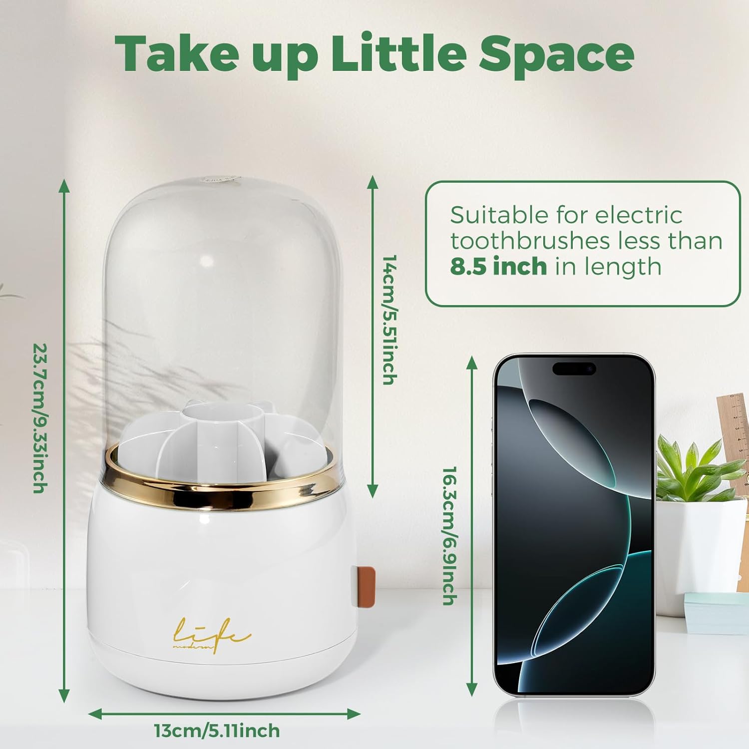 Toothbrush Holders for Bathrooms, Rotating 7 Slots Toothbrush Holder with Cover, Kids Electric Toothbrush and Toothpaste Holders for Caddy for Bathroom Vanity, Sink, Countertop, White