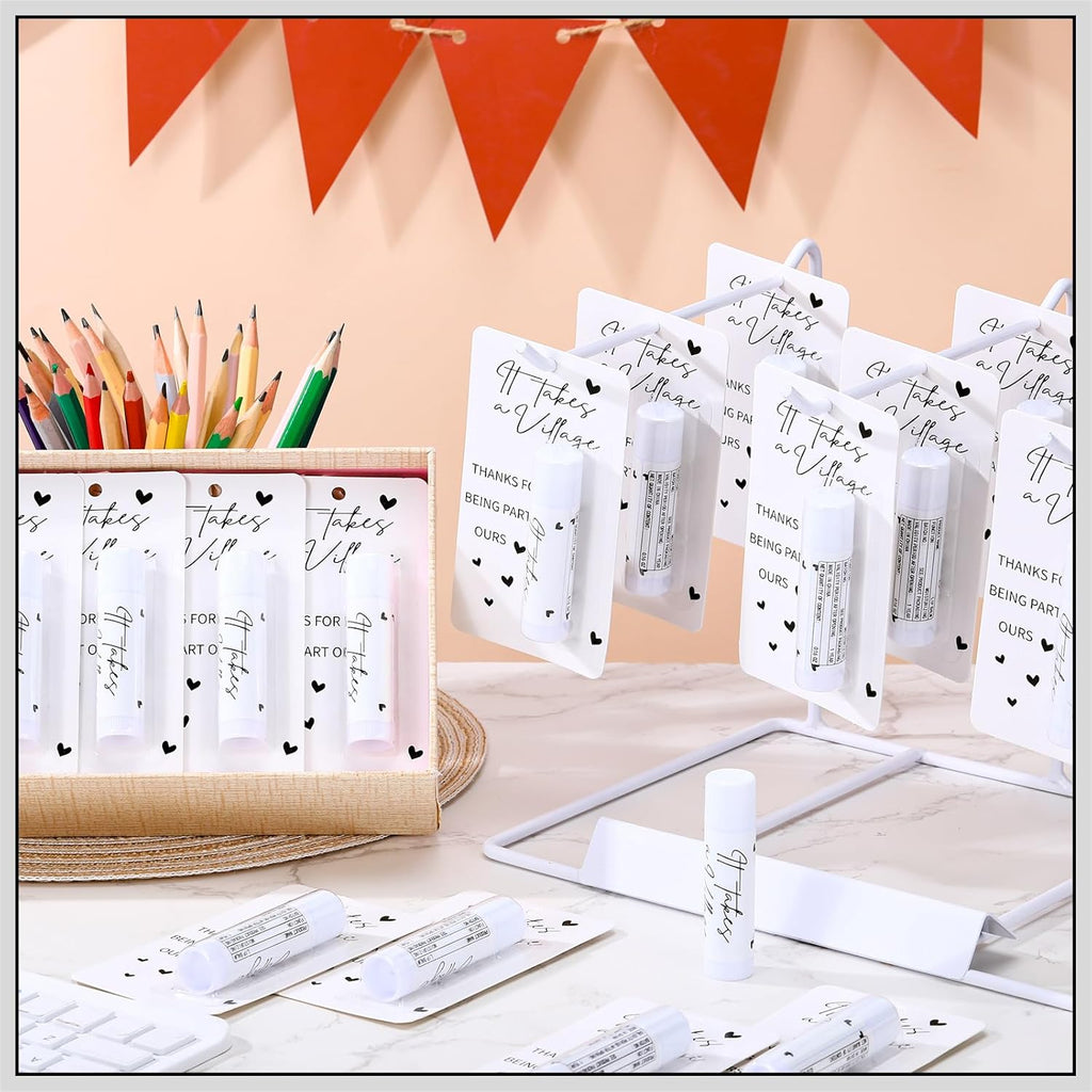 30 Pack Christmas Employee Appreciation Gift Lip Balms Bulk Staff Teacher Team Volunteer Thank You Gift Thanksgiving Christmas Appreciation Party Favor for Women Men(It Takes A Village,White)