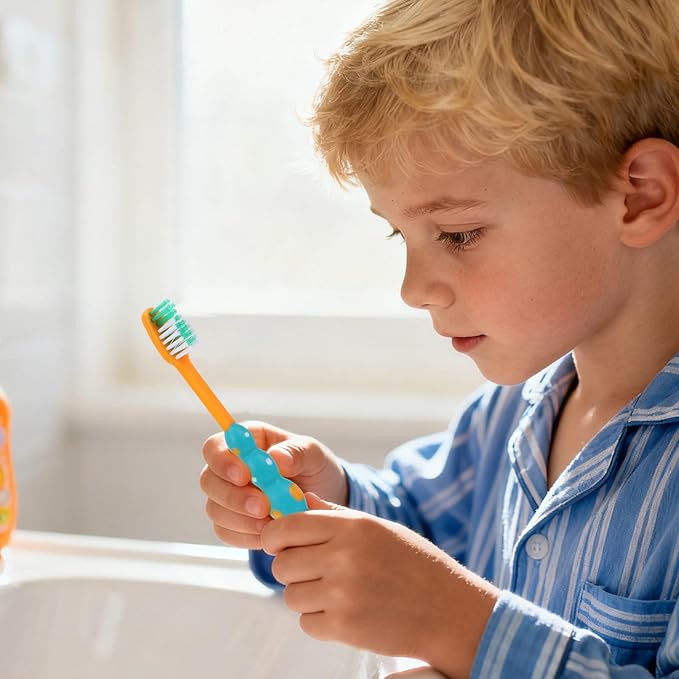 12pcs Kids Toothbrushes with Suction Cup - Cartoon Cute Manual Toddler Tooth Brush - Child Sized for Toddler Boys and Girls