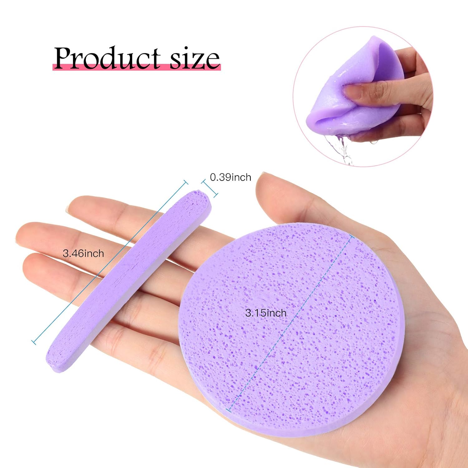 Patelai 120 Pieces Compressed Facial Sponge for Estheticians Face Makeup Removal Cleansing Sponge Pad Exfoliating Spa Wash Round Facial Cleansing Pads Supplies(Pink, Yellow, Purple)