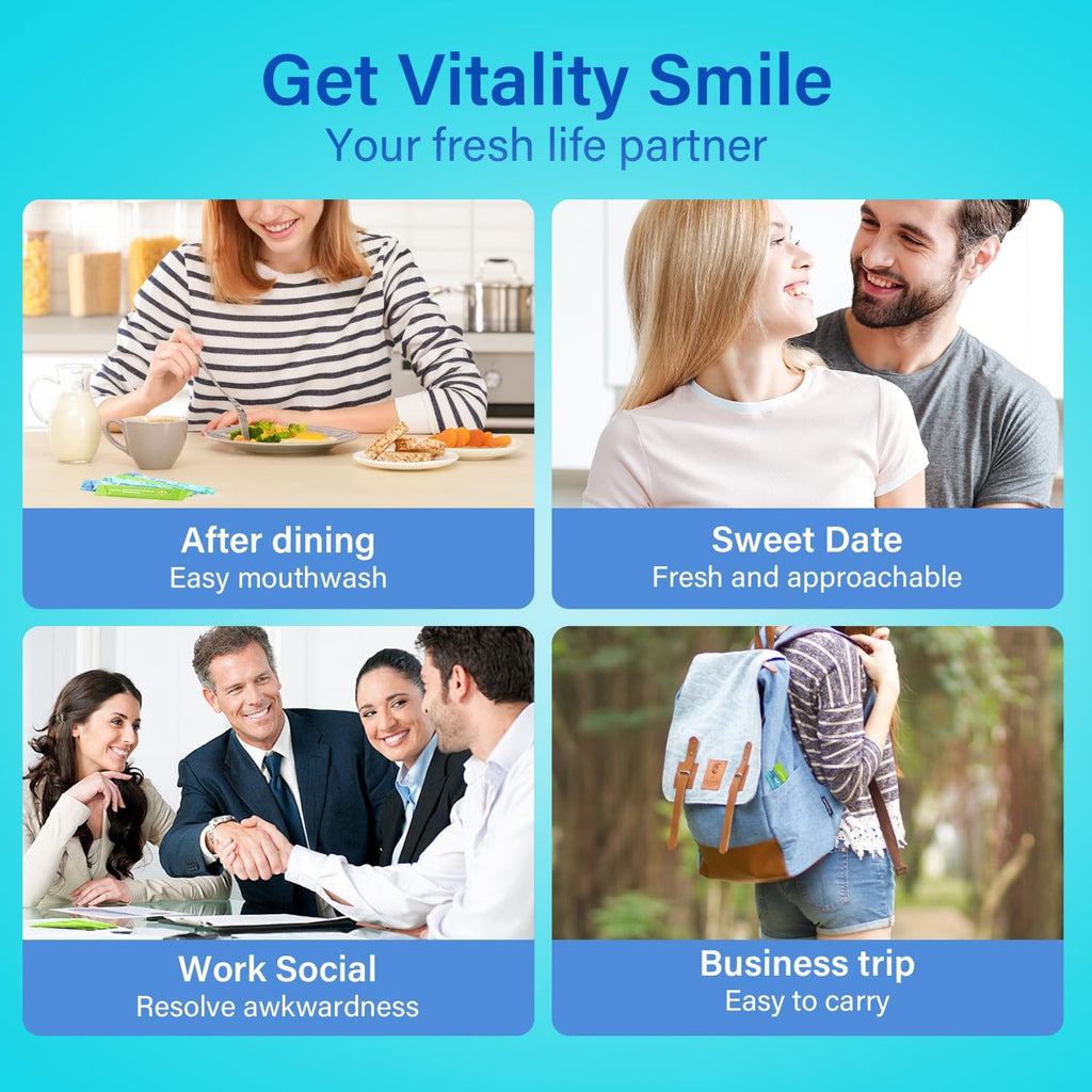 Travel Size Mouthwash Packets – Individual Mini, Alcohol & Fluoride Free, 3 Refreshing Flavors (Fresh Mint, ICY Mint, Grapefruit Mint) Fresh Oral Hygiene (20)