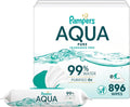 Pampers Aqua Pure Baby Wipes, 99% Water, Fragrance Free, 896 Baby Wipes Total (16X Flip-Top Packs) [Packaging May Vary]