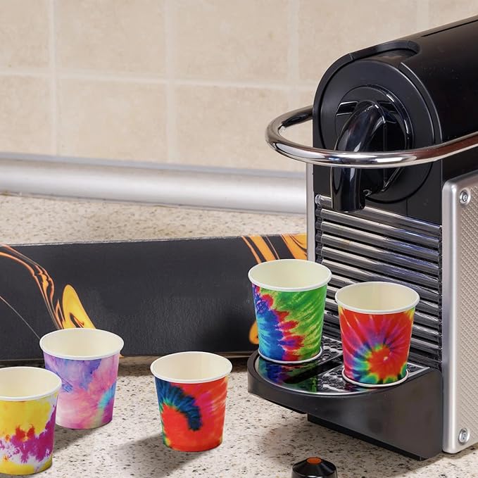 Tiamon 500 Pack 2 oz Paper Cups, Mini Mouthwash Disposable Bathroom Small Paper Drinking Espresso Cups for Home Office Travel Picnic Party Supplies(Tie Dye)