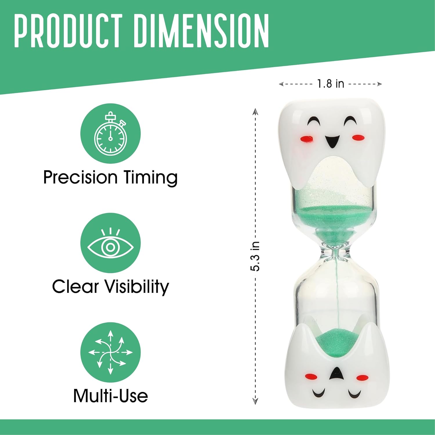 2 Minute Toothbrush Sand Timer for Kids - Single Large Pack Smiley Hour Glass
