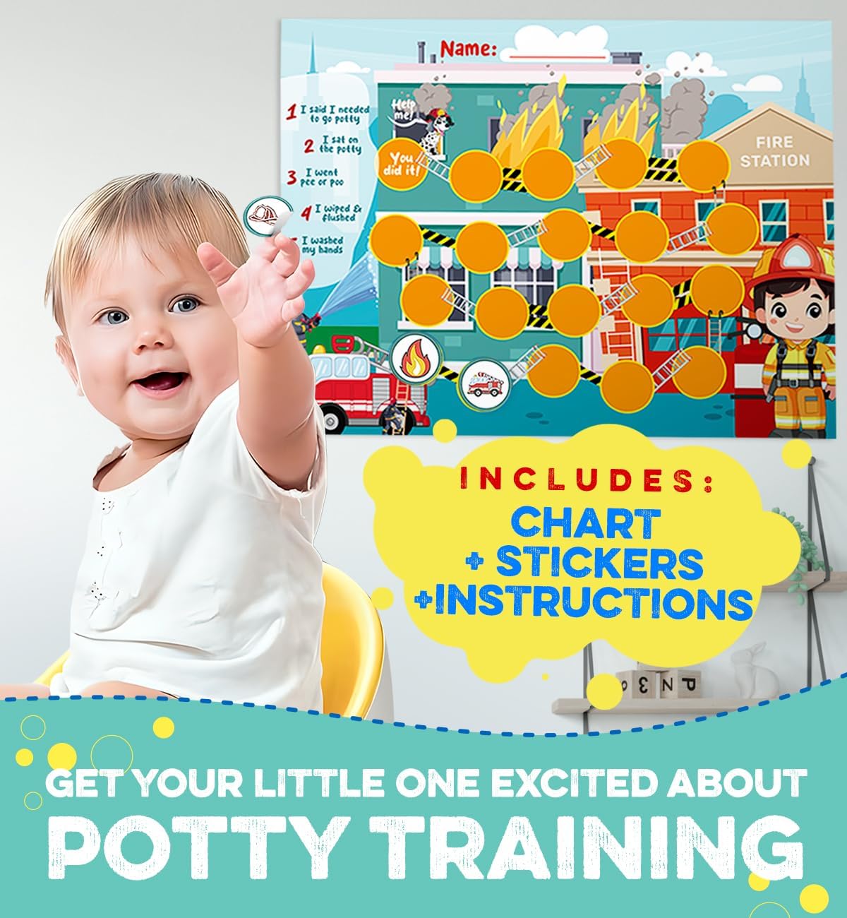 240 pcs Potty Training Stickers, Firefighter Potty Sticker Chart, Potty Reward Charts for Toddlers, Potty Training Chart for Kids, Potty Chart for Toddlers Boys with Stickers Show Options…