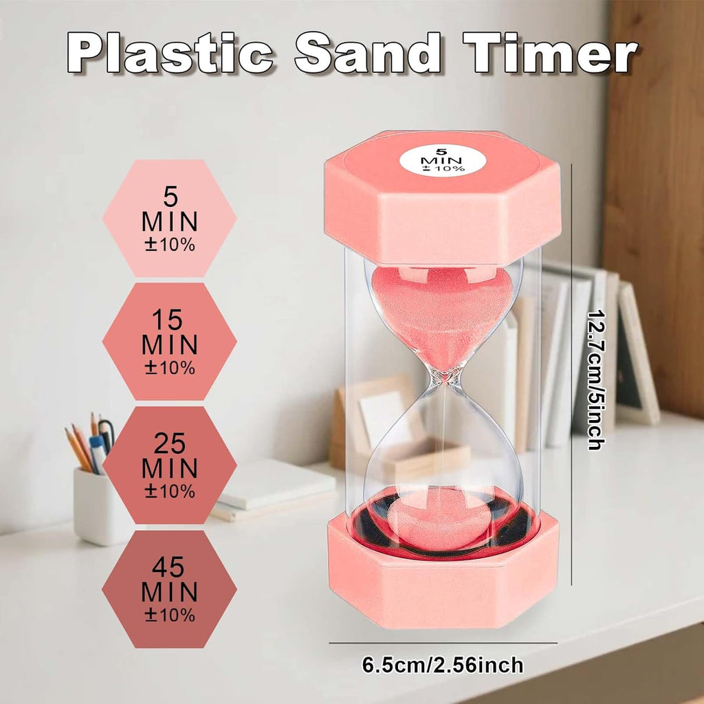 25 Minute Hourglass Sand Timer, Plastic Sandglass Watch Timer, Unbreakable Green Sand Clock Hour Glass 25 Min for Classroom, Games (Pink)