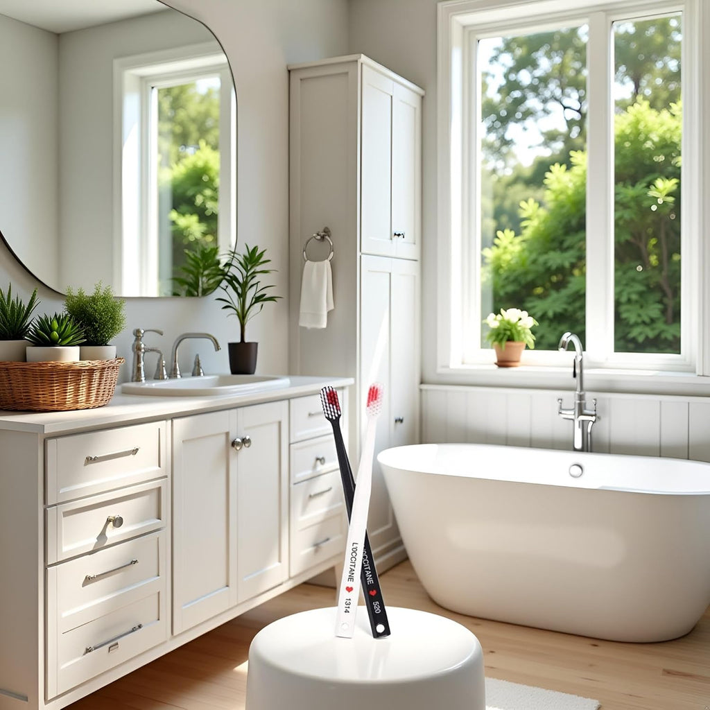 2Pcs Toothbrushes Black and White Heart Shaped Couple toothbrushes eco Friendly Nano toothbrushes Dental Care Brush Manual Firm Bristles, Toothbrush Advanced Design Toothbrushe,Oral Care