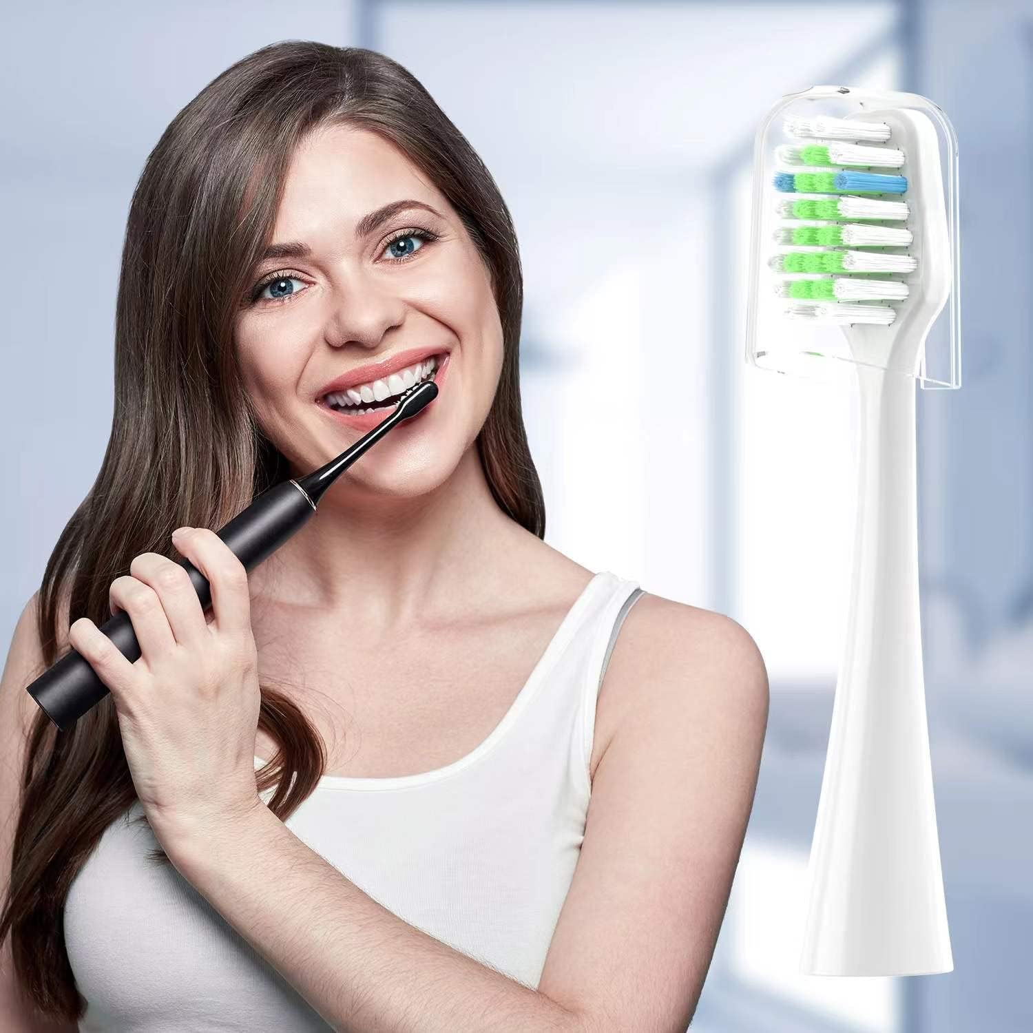 Replacement Toothbrush Heads 10 Pack Only for AquaSonic Duo and for Home Dental Center,5 Black+5 White，Not for AquaSonic Other Series