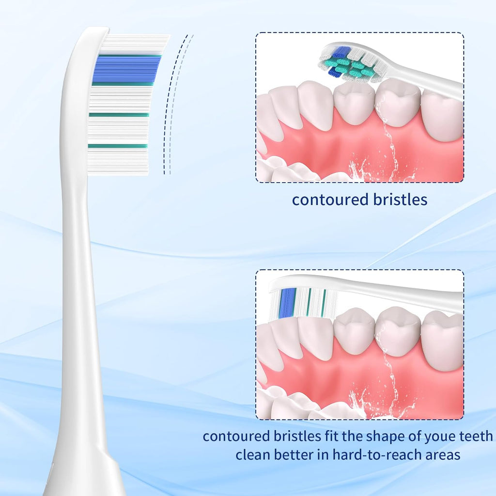 TAWEE Electric Toothbrush Replacement Heads Compatible with Philips Sonicare Click-On Handles Medium Soft End-Rounded Bristles for Plaque Control Travel case10 Pack