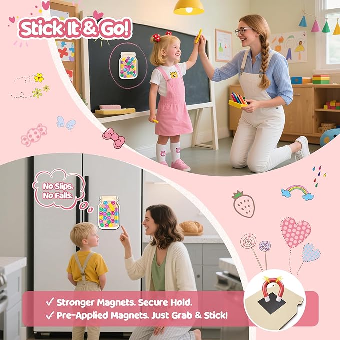 2 Pack Magnetic Reward Jars for Kids - Smiley Tokens Reward Jar for Classroom 8" Star Jar Reward System Behavior Chart for Kids at Home Potty Training