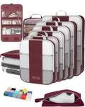 10 Set Compression Packing Cubes for Travel Essentials,Compressible Expandable Packing Cubes for Suitcase,OlarHike Luggage Organizer Bags for Travel,Handy Helper for Organizing Clothes(Wine Red)