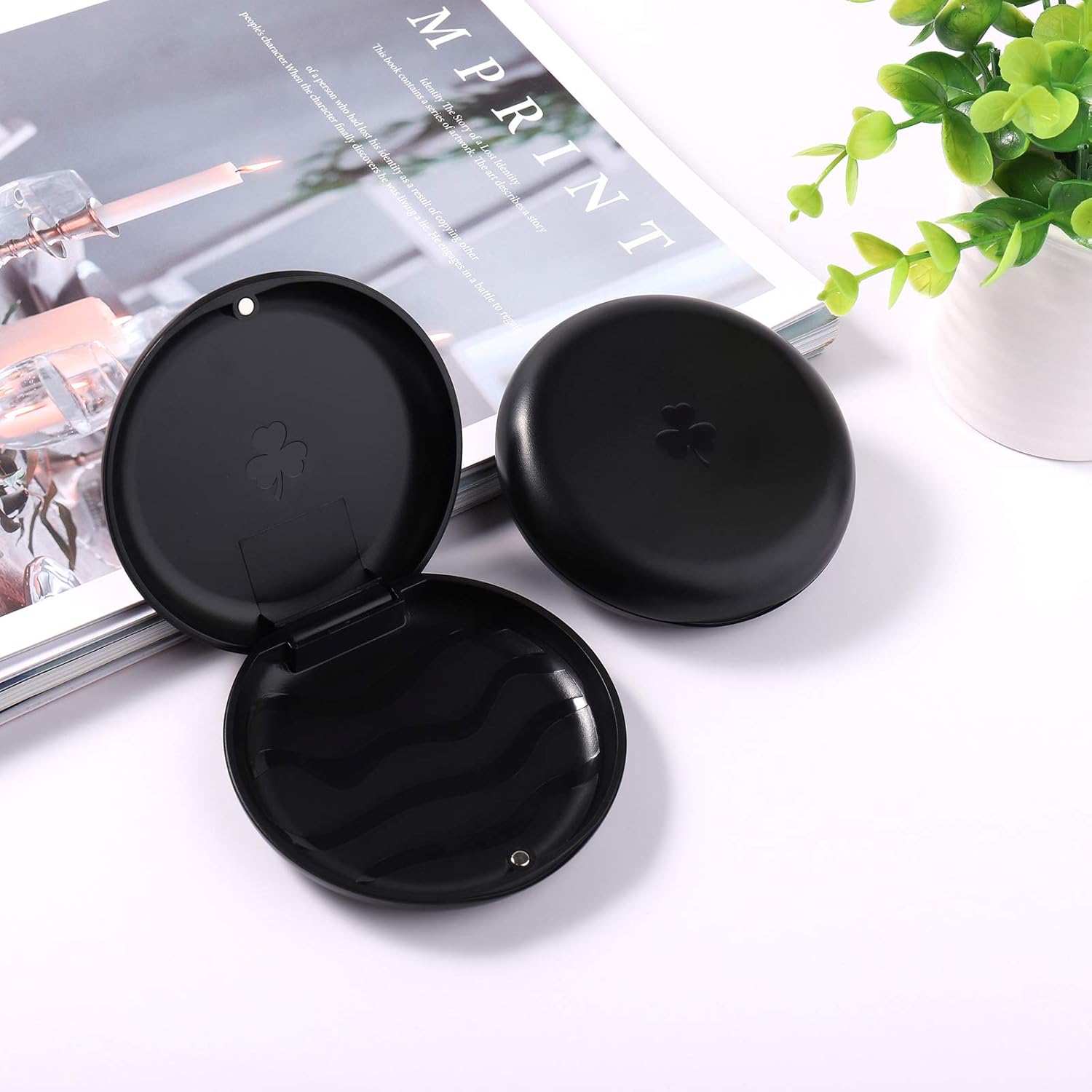 2 Pack Retainer Cases,Solid Orthodontic Retainer Case (Black)