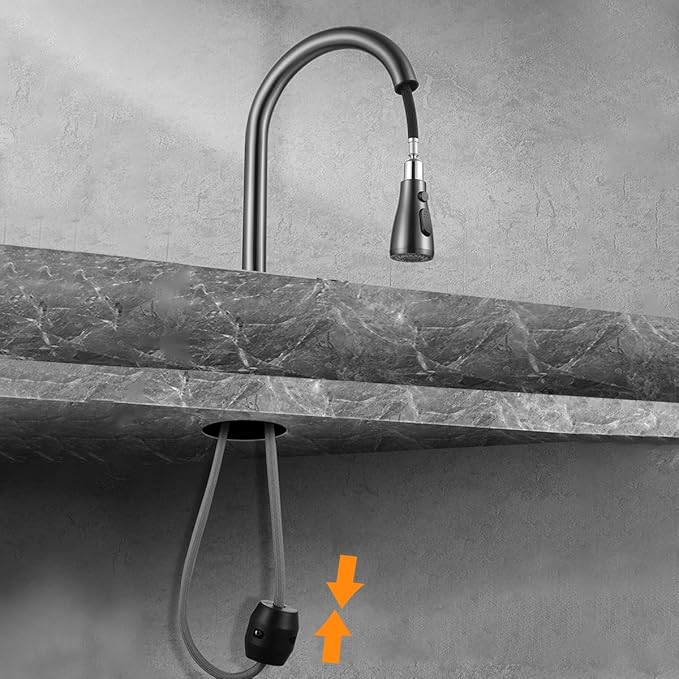 14.8oz(0.92lb) Pull Down Faucet Hose Weight Ball, Kitchen Sink Pull Out Sprayer Hose Gravity Ball Replacement Part, Universal Bathroom Basin Sink Stainless Steel & Braided Hose