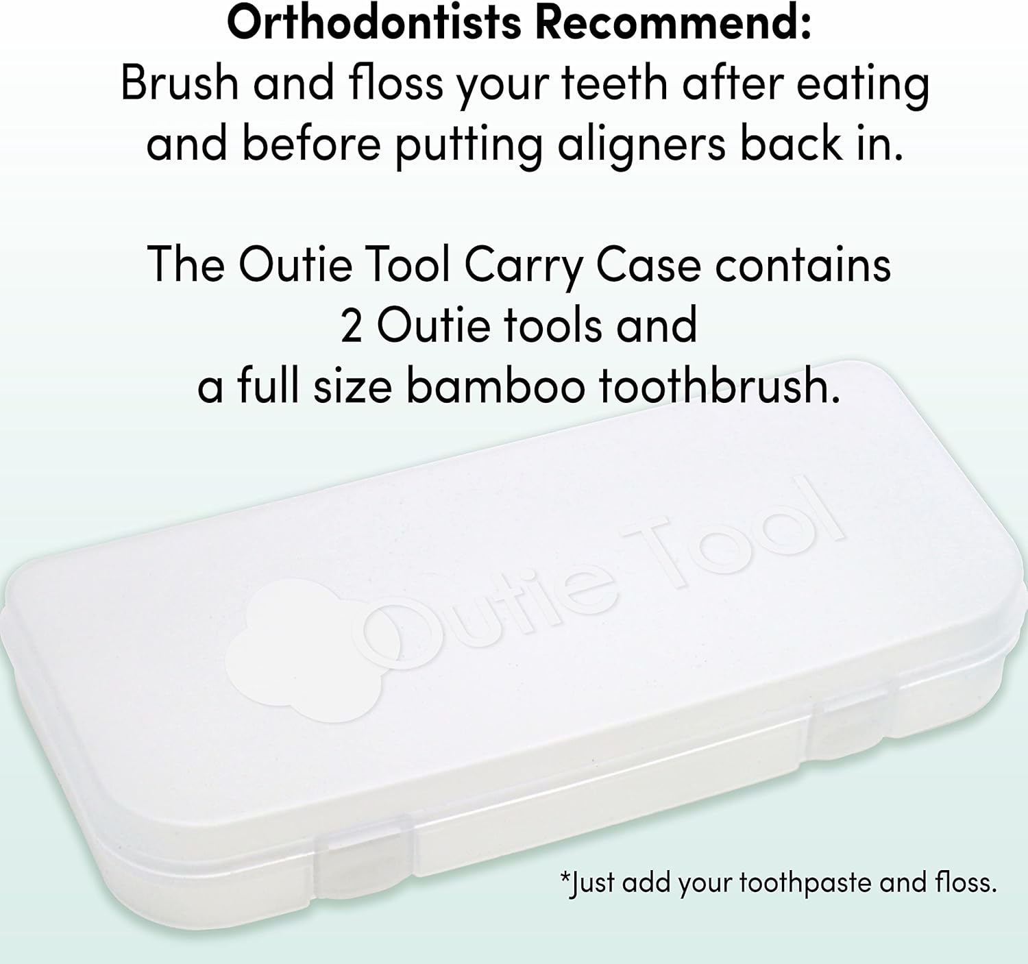 Outie Tool 2 in 1 Total Care Carry Case | Contains 1 Bamboo Toothbrush and 2 Clear Aligner Removers
