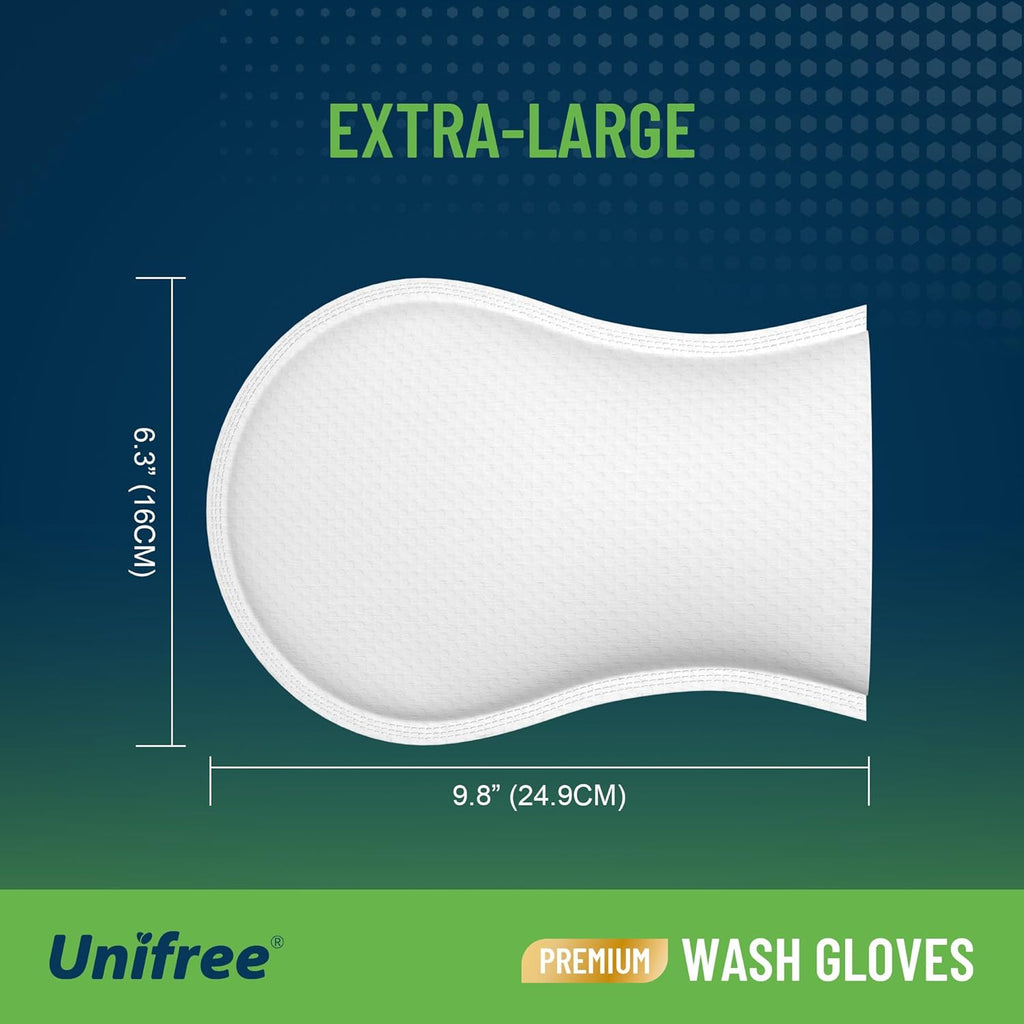 UNIFREE Disposable Washcloths Wet Wipes Adult Washcloths 120 Count Glove-shape