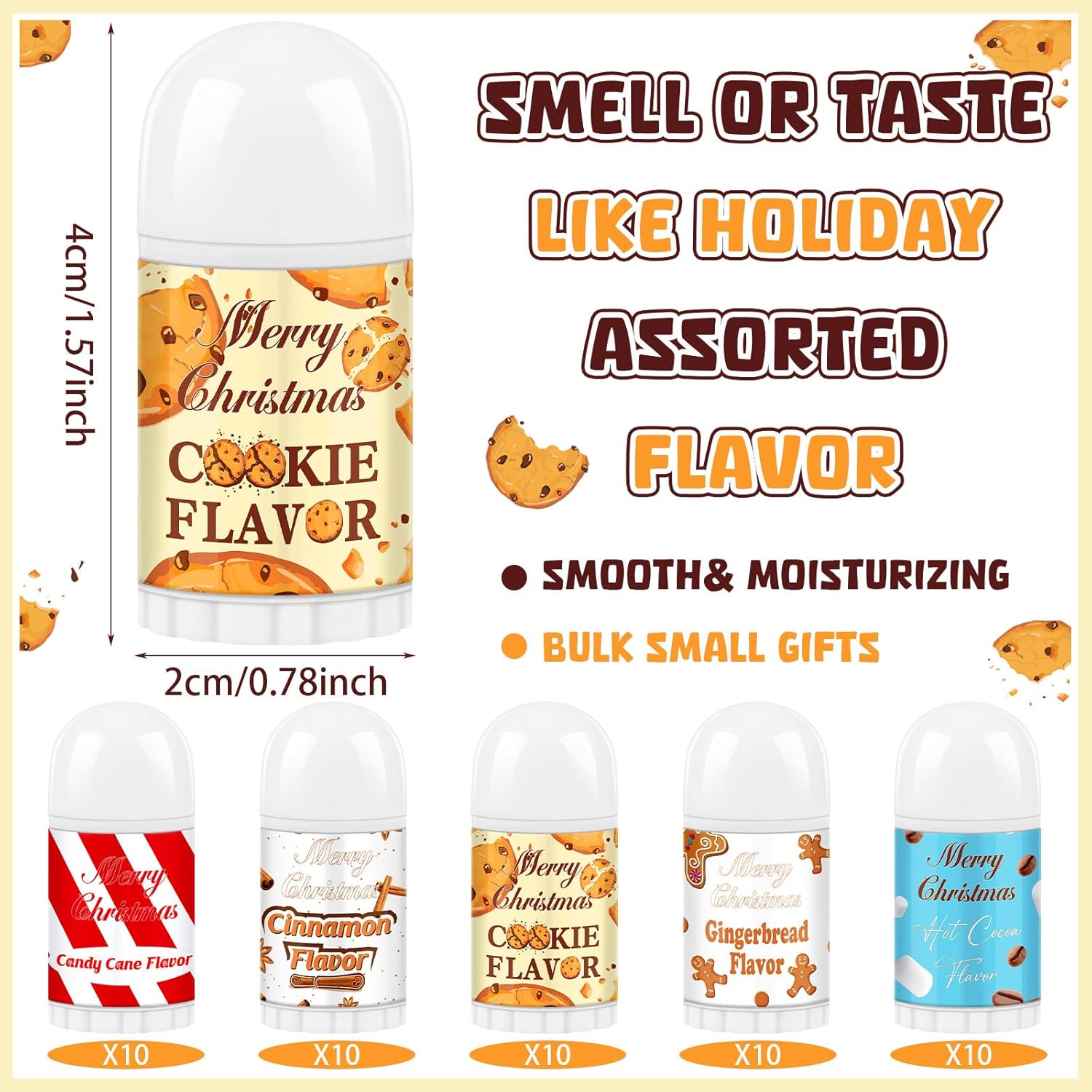 50 Pcs Christmas Lip Balm Bulk Mini Candy Cane Peppermint Flavor Lip Balms Bulk Christmas Stocking Stuffers Xmas Party Gifts Small Thank You Employee Appreciation Gifts for Women Men (Mixed Flavor)