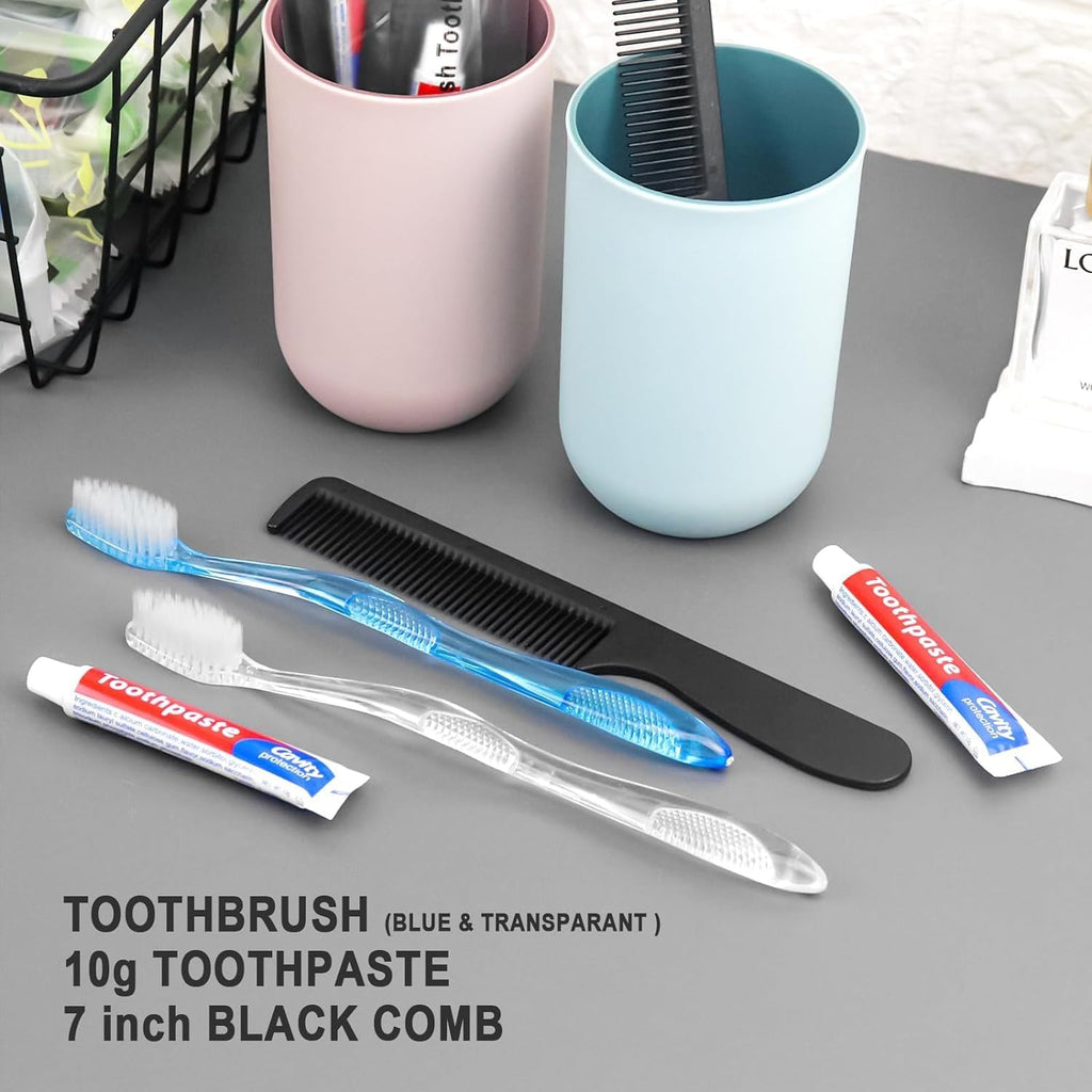 200 Pack Disposable Toothbrushes with Toothpaste and Comb for Homeless Individually Wrapped,10g Travel Toothpaste,7inch Black Hair Comb