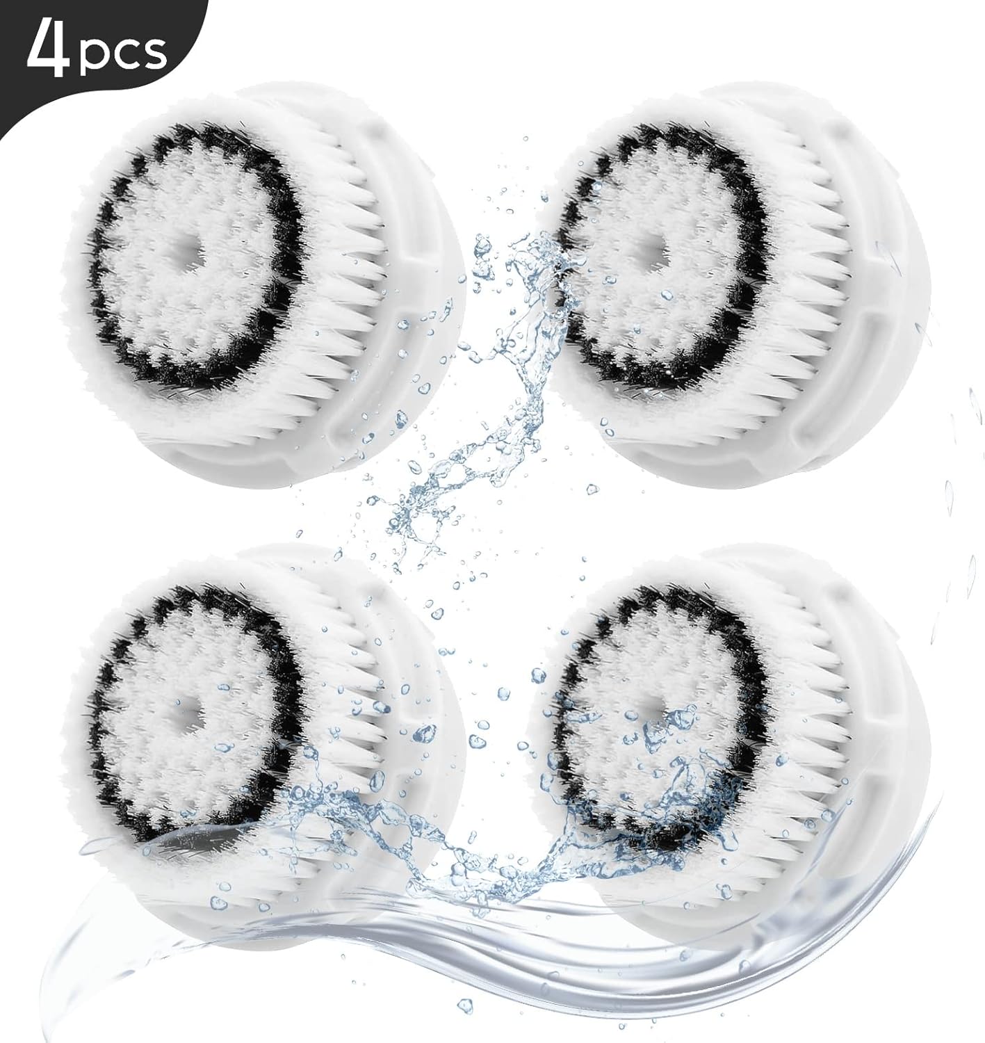 Sensitive Replacement Brush Heads – Compatible with Clarisonic Mia 1, Mia 2, Mia Fit, Alpha Fit, Smart Profile Uplift – 4 Pack