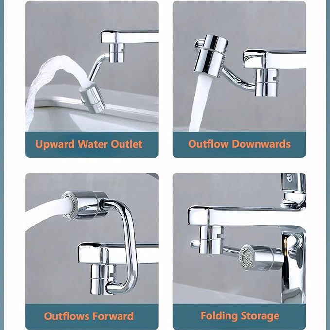 1080° Sink Faucet Aerator Extension Swivel Faucet Extender for Toddlers,2 Spray Modes Rotatable Bathroom Kitchen Faucet Extender for 25/32", 55/64",15/16" (Silver)