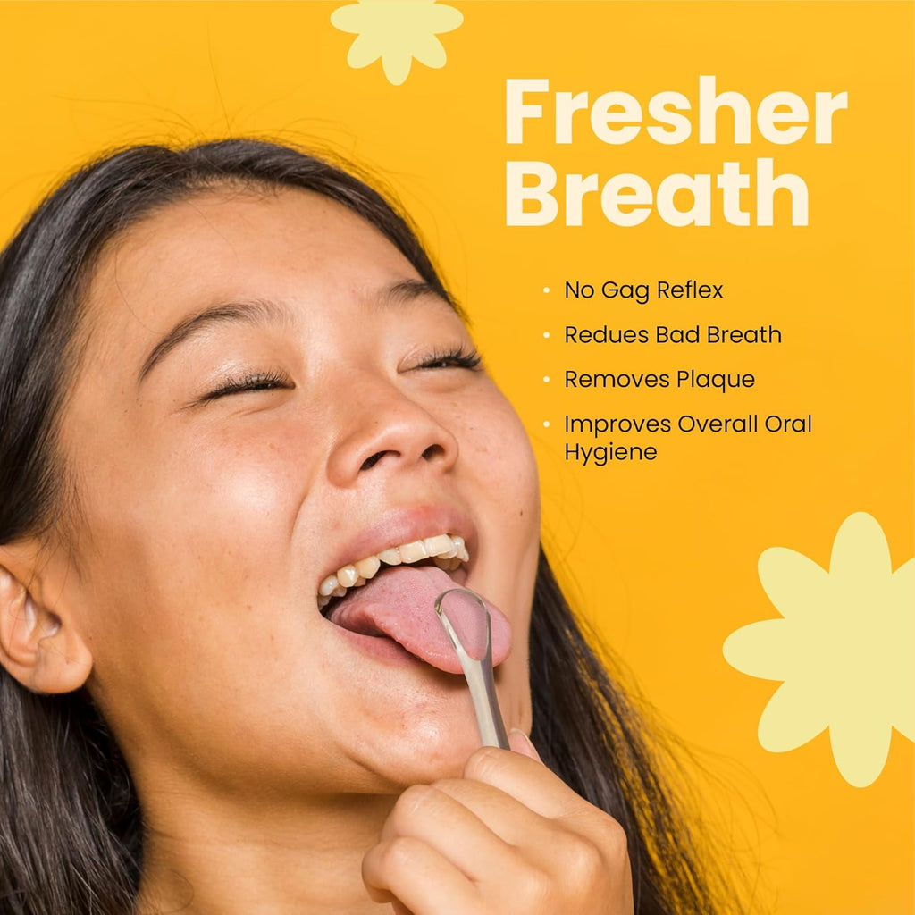 Lindo Oral Care Duo Tongue Scraper and Lip Exfoliator for Adults (2 Pack), Reduce Bad Breath, Stainless Steel Tongue Scraper, Metal Tongue Cleaner, Tongue Scrubber, Softer Lips, Silicone Lip Brush