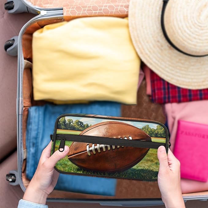 Rugby Ball Boys Travel Toiletry Bag Waterproof Wash Bag Shower Shaving Bag Cosmetic Organizer Makeup Bag Portable Toiletries Accessories for Women Men Rugby