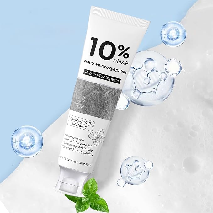 10% Nano Hydroxyapatite Toothpaste for Enamel Repair and Teeth Strengthening,Gentle Mint, Fluoride Free, Sensitive Teeth Relief, Fresh Breath (4.23 oz)
